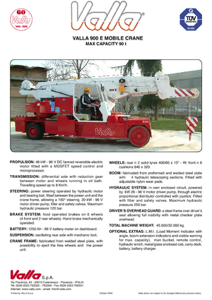 Industrijske pokretne dizalice Valla 900 E