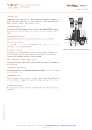 Svjetlosni tornjevi Generac Mobile V 20 Y2