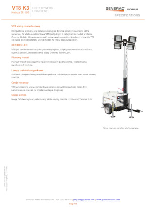 Svjetlosni tornjevi Generac Mobile VT 8 P
