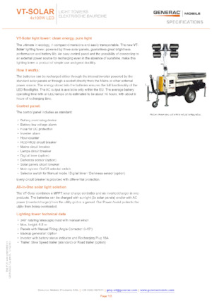 Svjetlosni tornjevi Generac Mobile VT-Solar
