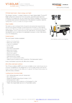 Svjetlosni tornjevi Generac Mobile VT-Solar
