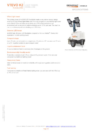 Svjetlosni tornjevi Generac Mobile VTevo K2