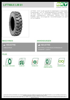 Gume za rukovanje materijalom BKT LIFTMAX LM 81 6.00 R 9