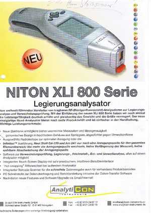 Metalni analizatori Niton XLi 800