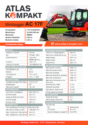 Mini bageri Atlas Kompakt AC 17F