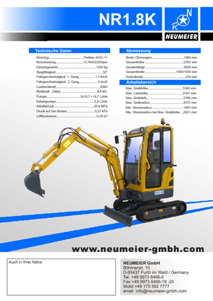 Mini bageri Neumeier NR 1.8 K