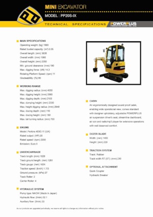 Mini bageri PowerPlus PP20S-IX