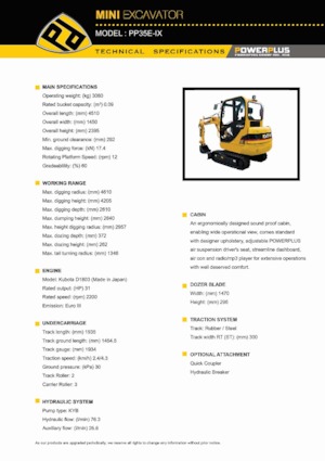 Mini bageri PowerPlus PP35E-IX