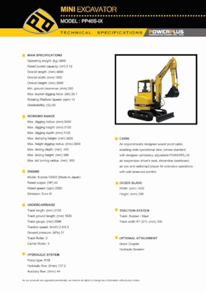 Mini bageri PowerPlus PP40S-IX