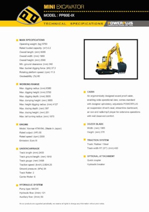 Mini bageri PowerPlus PP60E-IX