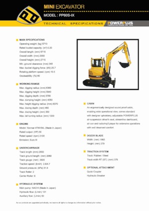 Mini bageri PowerPlus PP60S-IX