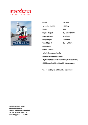 Mini bageri Takeuchi TB 014 A