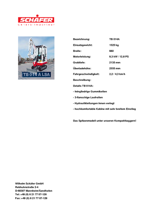 Mini bageri Takeuchi TB 014 A