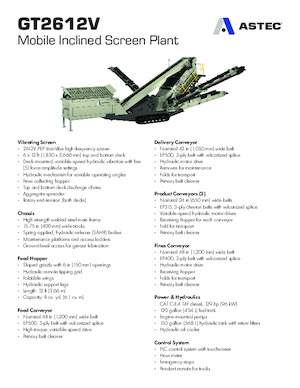 Pokretna postrojenja za prosijavanje Astec GT2612V