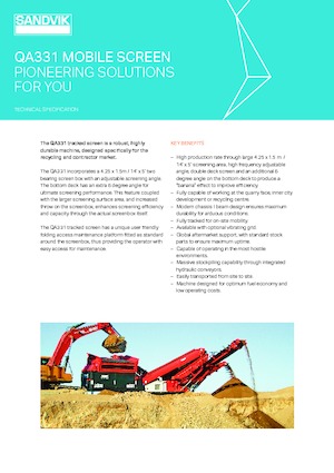 Pokretna postrojenja za prosijavanje Sandvik QA 331