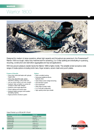 Pokretna postrojenja za prosijavanje Powerscreen Warrior 1800