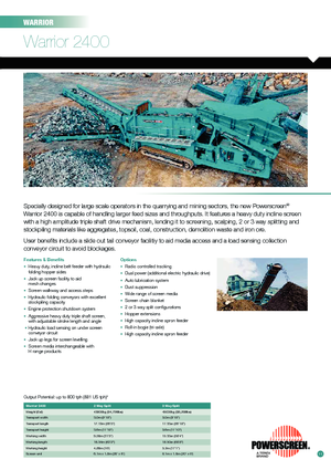 Pokretna postrojenja za prosijavanje Powerscreen Warrior 2400