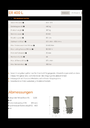Ugradne glave za glodanje za hidraulične bagere Erkat ER 400L