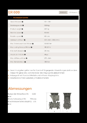 Ugradne glave za glodanje za hidraulične bagere Erkat ER 600