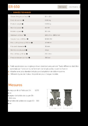 Ugradne glave za glodanje za hidraulične bagere Erkat ER 650