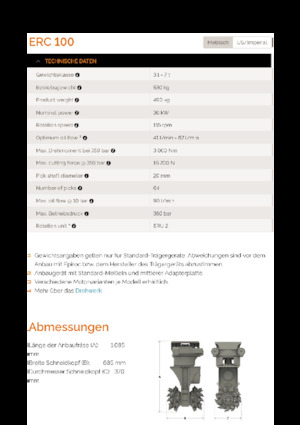 Ugradne glave za glodanje za hidraulične bagere Erkat ERC 100