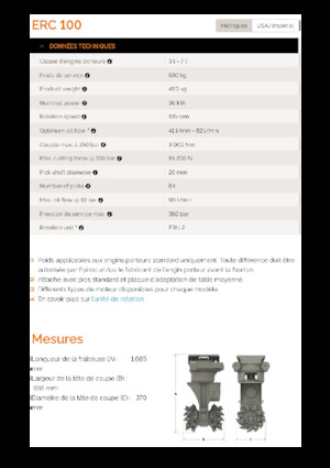 Ugradne glave za glodanje za hidraulične bagere Erkat ERC 100