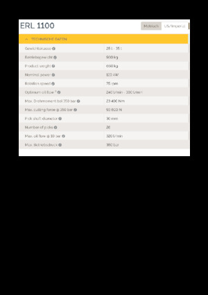 Ugradne glave za glodanje za hidraulične bagere Epiroc ERL 1100