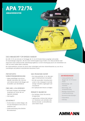 Kompaktori za hidraulične bagere Ammann APA 7274