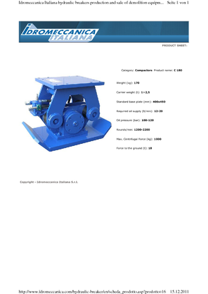 Kompaktori za hidraulične bagere Idromeccanica C 180