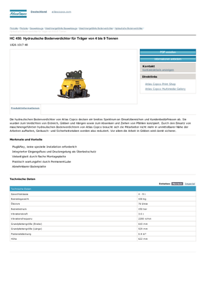 Kompaktori za hidraulične bagere Atlas Copco HC 450