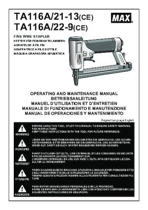 Zabivači i Klamerice MAX USA CORP. TA116A/21-13