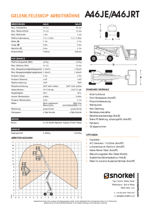 Zglobna podizna platforma na kotačima Snorkel A46JE