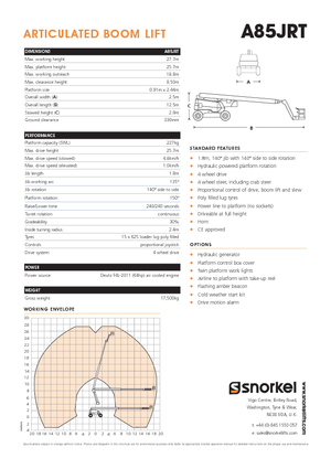 Zglobna podizna platforma na kotačima Snorkel A85JRT