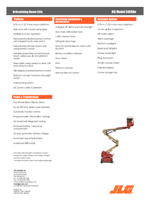 Zglobna podizna platforma na kotačima JLG E400AN