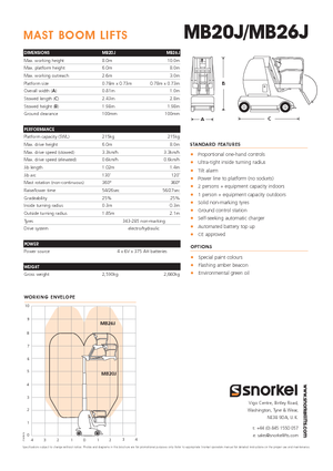 Vertikalna podizna platforma s jednim jarbolom Snorkel MB26J