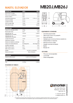 Vertikalna podizna platforma s jednim jarbolom Snorkel MB26J