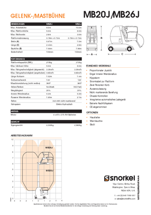 Vertikalna podizna platforma s jednim jarbolom Snorkel MB26J