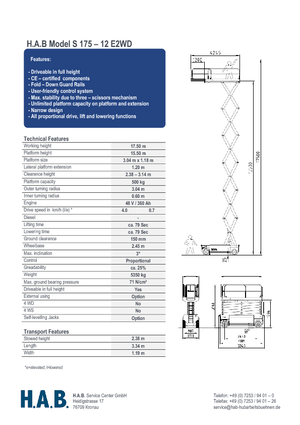 Dizalice na škare na kotačima HAB S 175-12 E 2WD