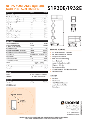Dizalice na škare na kotačima Snorkel S1930E