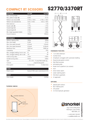 Dizalice na škare na kotačima Snorkel S2770RT