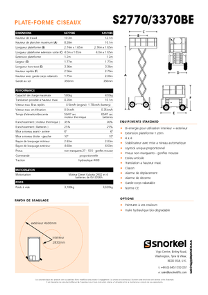 Dizalice na škare na kotačima Snorkel S3370BE