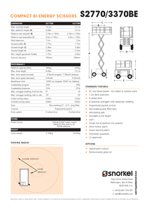 Dizalice na škare na kotačima Snorkel S3370BE