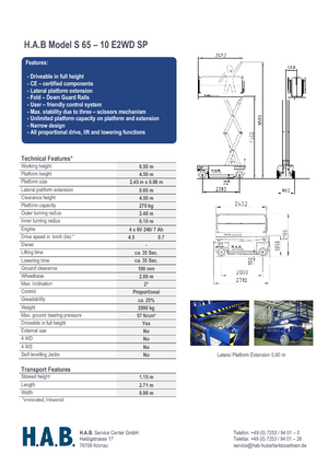 Dizalice na škare na kotačima HAB S 65-10 E 2WD SP
