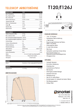 Teleskopska podizna platforma na gusjenicama Snorkel T120