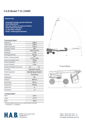 Teleskopska podizna platforma na gusjenicama HAB T 16 JD 4WD