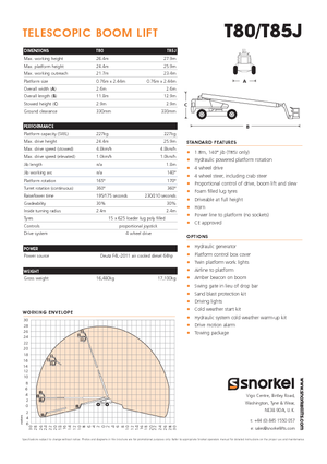 Teleskopska podizna platforma na gusjenicama Snorkel TB85J
