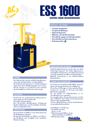 Paletni viličar za stojeće rukovatelje Stöcklin ESS 1600