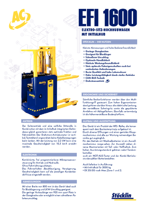 Paletni viličar za sjedeće rukovatelje Stöcklin EFI 1600