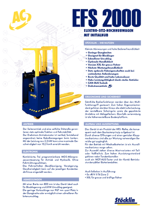 Paletni viličar za sjedeće rukovatelje Stöcklin EFS 2000