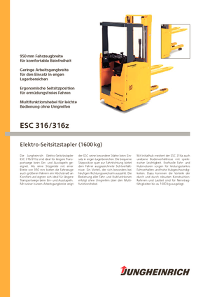 Paletni viličar za sjedeće rukovatelje Jungheinrich ESC 316